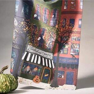 Anthropologie Spooky Bookstore Halloween Dish Towel - Ghosts & Curiosities